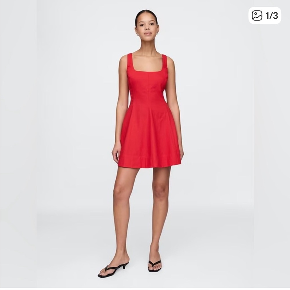 NWT GAP linen blend fit flare short mini Red Dress medium